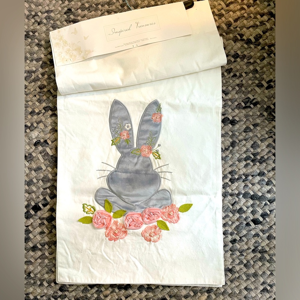 NWT Inspired Treasures bunny table runner 16” x 72”